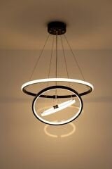 Halka Model 3 Şeritli Sarkıt Led Avize, 3 Renk Yanabilen Led Avize, Modern Salon Oturma Odası Led Avize