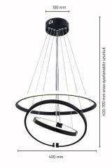 Halka Model 3 Şeritli Sarkıt Led Avize, 3 Renk Yanabilen Led Avize, Modern Salon Oturma Odası Led Avize