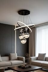 Orkide Model 3 Toplu Sarkıt Led Avize, 3 Renk Yanabilen Led Avize, Modern Salon Oturma Odası Led Avize