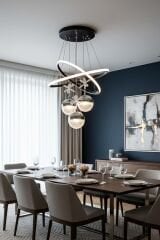 Orkide Model 3 Toplu Sarkıt Led Avize, 3 Renk Yanabilen Led Avize, Modern Salon Oturma Odası Led Avize