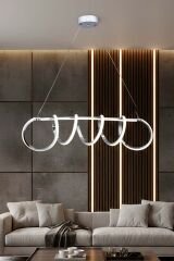 Sare Serisi Krom Sarkıt Led Avize, Yemek Masası Salon Oda Sarkıt Led Avize, 3 Renk Yanabilen Power Led Avize