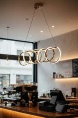 Sare Serisi Gold Sarkıt Led Avize, Yemek Masası Salon Oda Sarkıt Led Avize, 3 Renk Yanabilen Power Led Avize