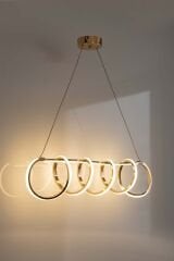 Sare Serisi Gold Sarkıt Led Avize, Yemek Masası Salon Oda Sarkıt Led Avize, 3 Renk Yanabilen Power Led Avize