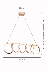 Sare Serisi Gold Sarkıt Led Avize, Yemek Masası Salon Oda Sarkıt Led Avize, 3 Renk Yanabilen Power Led Avize