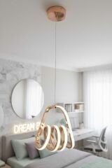 Yay Model Gold Power Led Avize, 3 Renk Yanabilen Lüks Led Avize, Mutfak Salon Hol Oda Led Sarkıt Avize