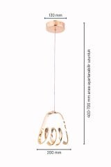 Yay Model Gold Power Led Avize, 3 Renk Yanabilen Lüks Led Avize, Mutfak Salon Hol Oda Led Sarkıt Avize