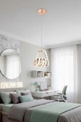 Yay Model Gold Power Led Avize, 3 Renk Yanabilen Lüks Led Avize, Mutfak Salon Hol Oda Led Sarkıt Avize