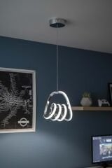 Yay Model Krom Power Led Avize, 3 Renk Yanabilen Lüks Led Avize, Mutfak Salon Hol Oda Led Sarkıt Avize