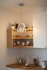 Yay Model Krom Power Led Avize, 3 Renk Yanabilen Lüks Led Avize, Mutfak Salon Hol Oda Led Sarkıt Avize