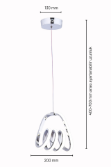 Yay Model Krom Power Led Avize, 3 Renk Yanabilen Lüks Led Avize, Mutfak Salon Hol Oda Led Sarkıt Avize