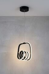 Yay Model Siyah Power Led Avize, 3 Renk Yanabilen Lüks Led Avize, Mutfak Salon Hol Oda Led Sarkıt Avize