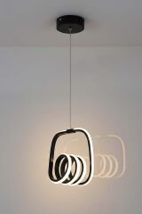 Yay Model Siyah Power Led Avize, 3 Renk Yanabilen Lüks Led Avize, Mutfak Salon Hol Oda Led Sarkıt Avize