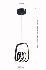 Yay Model Siyah Power Led Avize, 3 Renk Yanabilen Lüks Led Avize, Mutfak Salon Hol Oda Led Sarkıt Avize