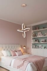 Yonca Model Gold Power Led Avize, 3 Renk Yanabilen Lüks Led Avize, Mutfak Salon Hol Oda Led Sarkıt Avize