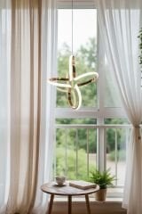 Yonca Model Gold Power Led Avize, 3 Renk Yanabilen Lüks Led Avize, Mutfak Salon Hol Oda Led Sarkıt Avize