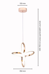 Yonca Model Gold Power Led Avize, 3 Renk Yanabilen Lüks Led Avize, Mutfak Salon Hol Oda Led Sarkıt Avize