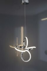 Yonca Model Krom Power Led Avize, 3 Renk Yanabilen Lüks Led Avize, Mutfak Salon Hol Oda Led Sarkıt Avize