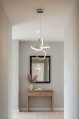 Yonca Model Krom Power Led Avize, 3 Renk Yanabilen Lüks Led Avize, Mutfak Salon Hol Oda Led Sarkıt Avize