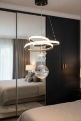 Paok Tek Toplu Siyah Power Led Avize, 3 Renk Yanabilen Power Led Avize, Mutfak Salon Hol Sarkıt Led Avize