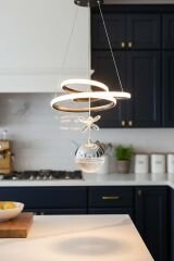 Paok Tek Toplu Siyah Power Led Avize, 3 Renk Yanabilen Power Led Avize, Mutfak Salon Hol Sarkıt Led Avize