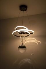 Paok Tek Toplu Siyah Power Led Avize, 3 Renk Yanabilen Power Led Avize, Mutfak Salon Hol Sarkıt Led Avize