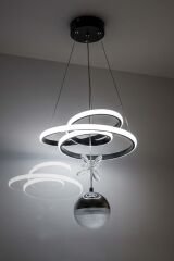 Paok Tek Toplu Siyah Power Led Avize, 3 Renk Yanabilen Power Led Avize, Mutfak Salon Hol Sarkıt Led Avize