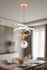 Paok Tek Toplu Gold Power Led Avize, 3 Renk Yanabilen Power Led Avize, Mutfak Salon Hol Sarkıt Led Avize