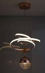 Paok Tek Toplu Gold Power Led Avize, 3 Renk Yanabilen Power Led Avize, Mutfak Salon Hol Sarkıt Led Avize