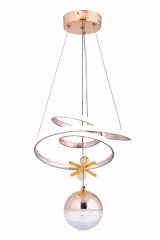 Paok Tek Toplu Gold Power Led Avize, 3 Renk Yanabilen Power Led Avize, Mutfak Salon Hol Sarkıt Led Avize