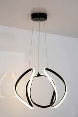 Kiev Serisi Büyük Siyah Led Avize, 3 Renk Yanabilen Power Led Avize, Mutfak Salon Hol Sarkıt Led Avize