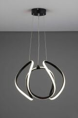 Kiev Serisi Büyük Siyah Led Avize, 3 Renk Yanabilen Power Led Avize, Mutfak Salon Hol Sarkıt Led Avize