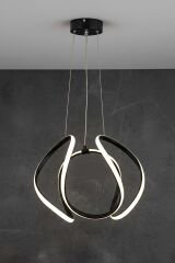 Kiev Serisi Büyük Siyah Led Avize, 3 Renk Yanabilen Power Led Avize, Mutfak Salon Hol Sarkıt Led Avize