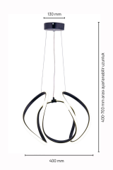 Kiev Serisi Büyük Siyah Led Avize, 3 Renk Yanabilen Power Led Avize, Mutfak Salon Hol Sarkıt Led Avize