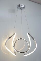 Kiev Serisi Büyük Krom Led Avize, 3 Renk Yanabilen Power Led Avize, Mutfak Salon Hol Sarkıt Led Avize