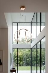 Kiev Serisi Büyük Gold Led Avize, 3 Renk Yanabilen Power Led Avize, Mutfak Salon Hol Sarkıt Led Avize