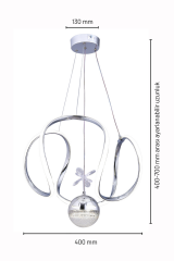 Kiev Serisi Tek Toplu Krom Led Avize, 3 Renk Yanabilen Power Led Avize, Mutfak Salon Hol Sarkıt Led Avize