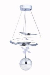 Paok Tek Toplu Krom Power Led Avize, 3 Renk Yanabilen Power Led Avize, Mutfak Salon Hol Sarkıt Led Avize