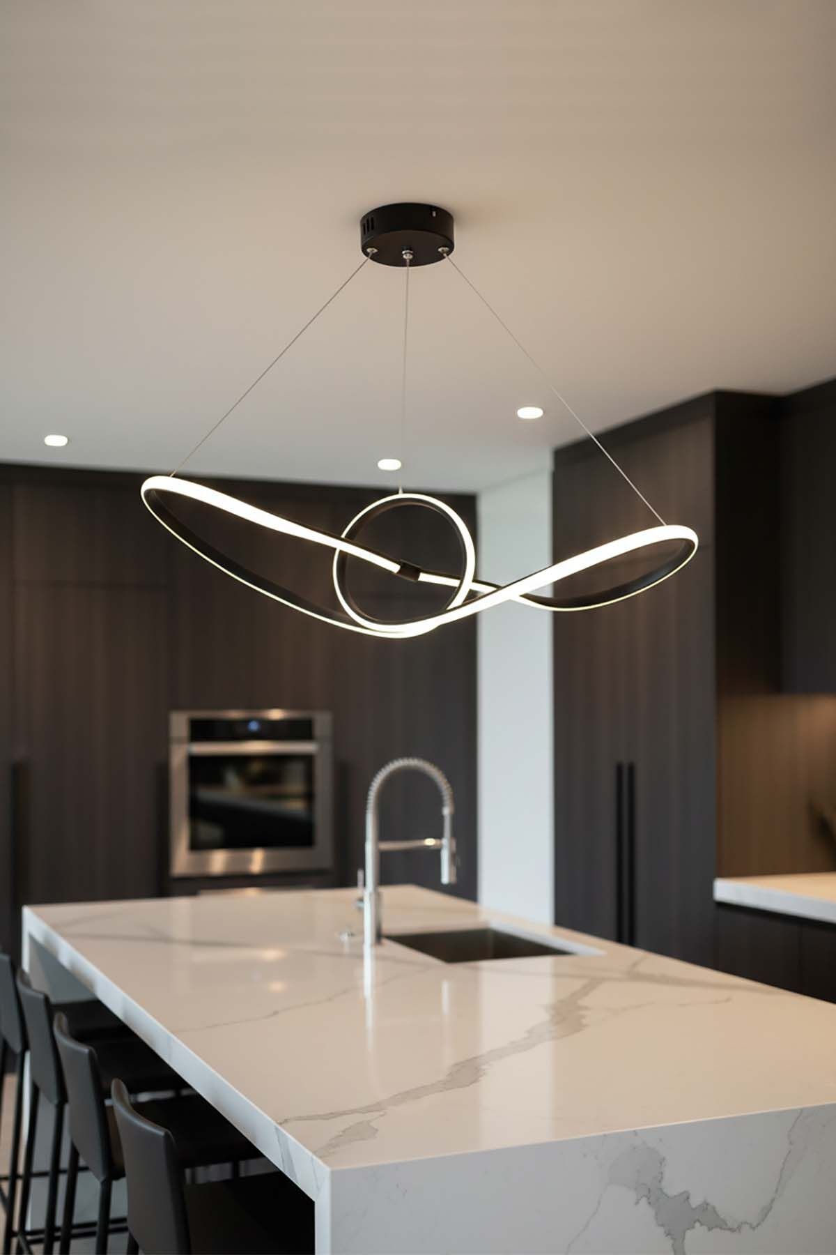 Barok Model Siyah Led Avize, 3 Renk Yanabilen Power Led Avize, Oturma Odasi Salon Yemek Masası Sarkıt Led Avize