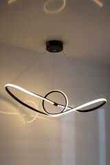 Barok Model Siyah Led Avize, 3 Renk Yanabilen Power Led Avize, Oturma Odasi Salon Yemek Masası Sarkıt Led Avize