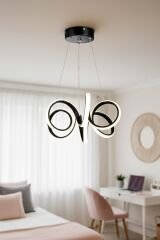 Lizbon Serisi Küçük Siyah Led Avize, 3 Renk Yanabilen Sarkıt Power Led Avize, Mutfak Salon Hol Sarkıt Led Avize