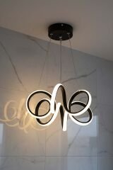 Lizbon Serisi Küçük Siyah Led Avize, 3 Renk Yanabilen Sarkıt Power Led Avize, Mutfak Salon Hol Sarkıt Led Avize