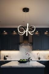 Lizbon Serisi Küçük Siyah Led Avize, 3 Renk Yanabilen Sarkıt Power Led Avize, Mutfak Salon Hol Sarkıt Led Avize