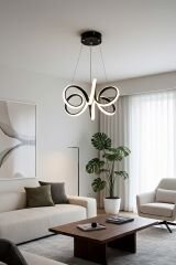 Lizbon Serisi Küçük Siyah Led Avize, 3 Renk Yanabilen Sarkıt Power Led Avize, Mutfak Salon Hol Sarkıt Led Avize