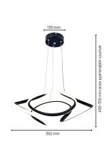 Napoli Serisi Küçük Siyah Sarkıt Avize, 3 Renk Yanabilen Power Led Avize, Modern Salon Oturma Odası Led Avize