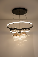 Galaksi Serisi 3 Toplu Siyah Sarkıt Led Avize, 3 Renk Işık Özellikli Power Led Avize