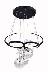 Galaksi Serisi 3 Toplu Siyah Sarkıt Led Avize, 3 Renk Işık Özellikli Power Led Avize