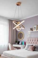 Kıraç Model Tek Top Gold Sarkıt Led Avize, 3 Renk Yanabilen Power Led Avize