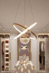 Kıraç Model Tek Top Gold Sarkıt Led Avize, 3 Renk Yanabilen Power Led Avize