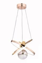 Kıraç Model Tek Top Gold Sarkıt Led Avize, 3 Renk Yanabilen Power Led Avize