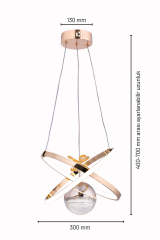 Kıraç Model Tek Top Gold Sarkıt Led Avize, 3 Renk Yanabilen Power Led Avize